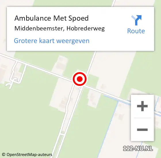 Locatie op kaart van de 112 melding: Ambulance Met Spoed Naar Middenbeemster, Hobrederweg op 11 april 2024 08:57