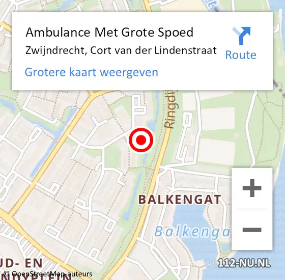 Locatie op kaart van de 112 melding: Ambulance Met Grote Spoed Naar Zwijndrecht, Cort van der Lindenstraat op 11 april 2024 09:03