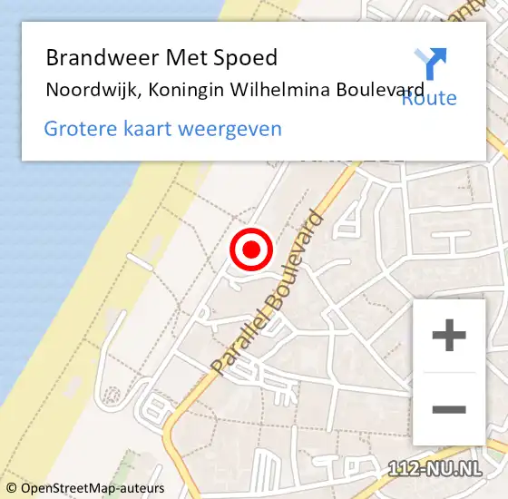 Locatie op kaart van de 112 melding: Brandweer Met Spoed Naar Noordwijk, Koningin Wilhelmina Boulevard op 11 april 2024 09:06