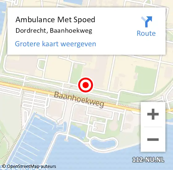Locatie op kaart van de 112 melding: Ambulance Met Spoed Naar Dordrecht, Baanhoekweg op 11 april 2024 09:13