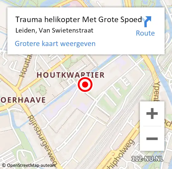 Locatie op kaart van de 112 melding: Trauma helikopter Met Grote Spoed Naar Leiden, Van Swietenstraat op 11 april 2024 09:31
