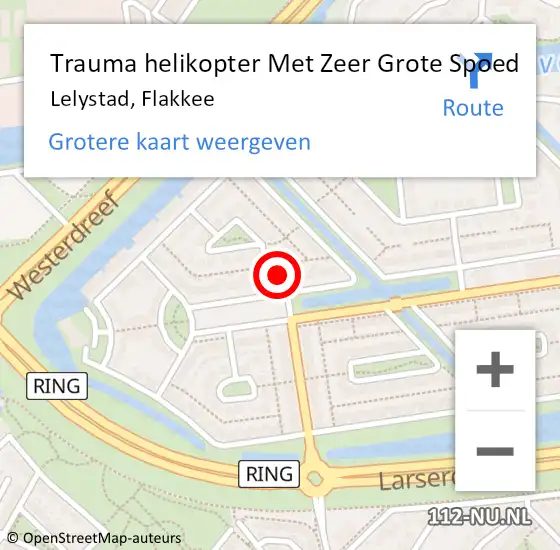 Locatie op kaart van de 112 melding: Trauma helikopter Met Zeer Grote Spoed Naar Lelystad, Flakkee op 11 april 2024 09:53