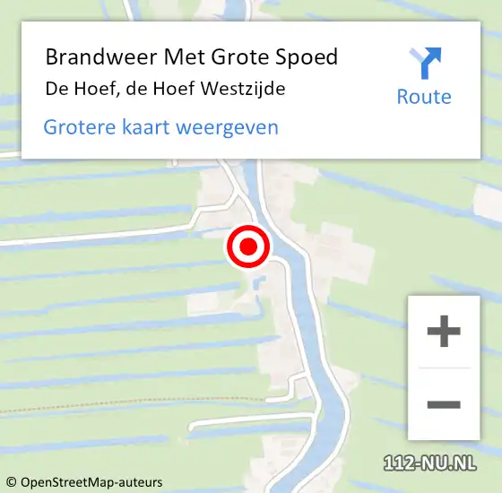 Locatie op kaart van de 112 melding: Brandweer Met Grote Spoed Naar De Hoef, de Hoef Westzijde op 11 april 2024 09:57