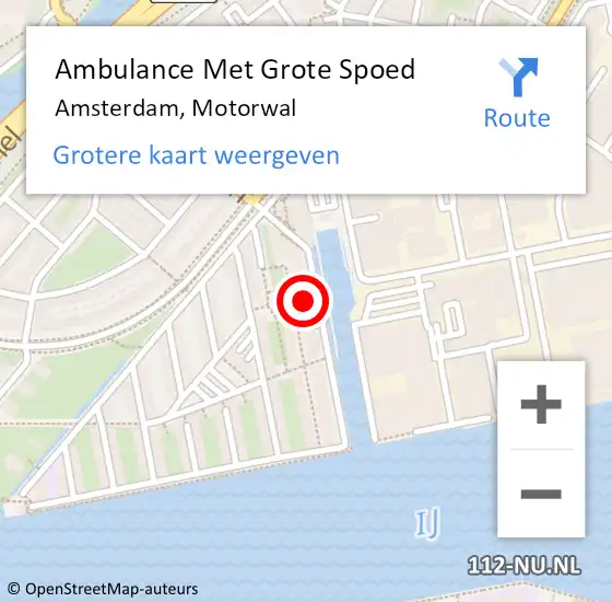 Locatie op kaart van de 112 melding: Ambulance Met Grote Spoed Naar Amsterdam, Motorwal op 11 april 2024 10:00