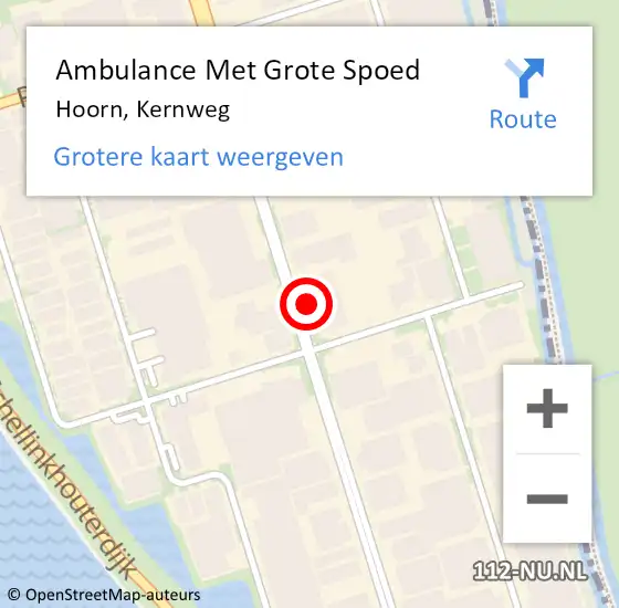 Locatie op kaart van de 112 melding: Ambulance Met Grote Spoed Naar Hoorn, Kernweg op 11 april 2024 10:10