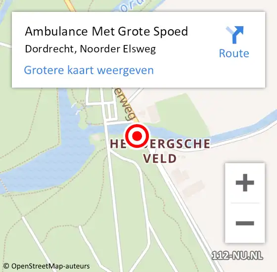 Locatie op kaart van de 112 melding: Ambulance Met Grote Spoed Naar Dordrecht, Noorder Elsweg op 11 april 2024 10:16