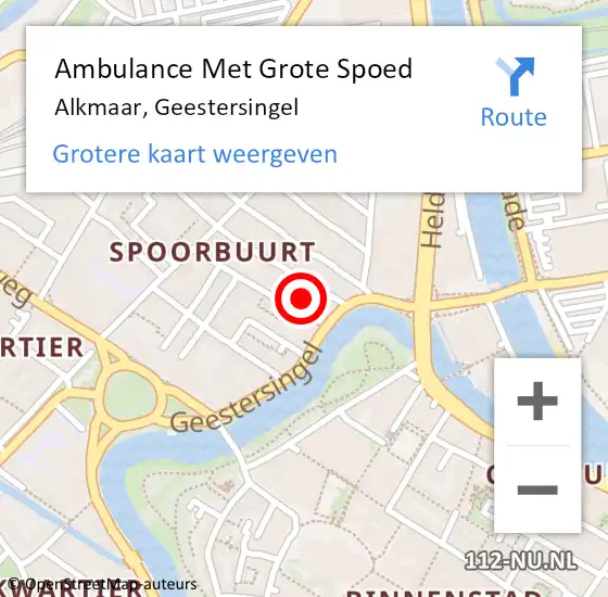 Locatie op kaart van de 112 melding: Ambulance Met Grote Spoed Naar Alkmaar, Geestersingel op 11 april 2024 10:37