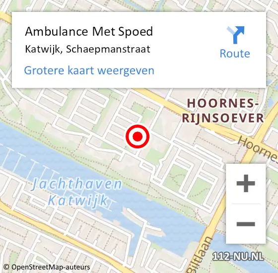 Locatie op kaart van de 112 melding: Ambulance Met Spoed Naar Katwijk, Schaepmanstraat op 11 april 2024 10:51