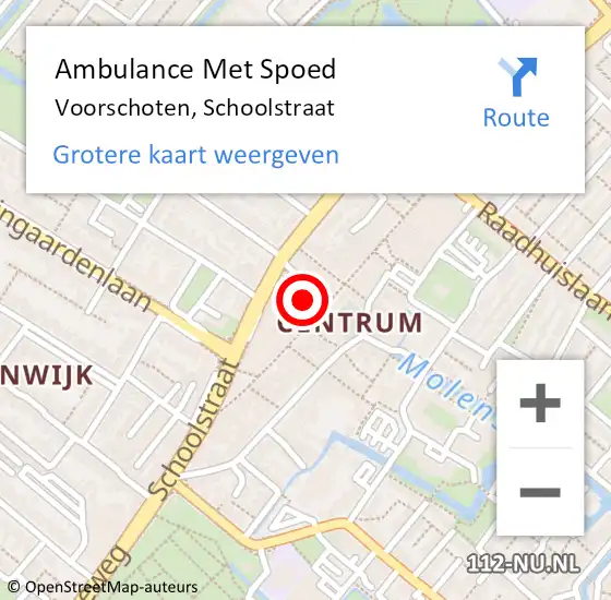 Locatie op kaart van de 112 melding: Ambulance Met Spoed Naar Voorschoten, Schoolstraat op 11 april 2024 11:03