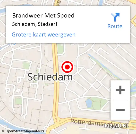 Locatie op kaart van de 112 melding: Brandweer Met Spoed Naar Schiedam, Stadserf op 11 april 2024 11:34