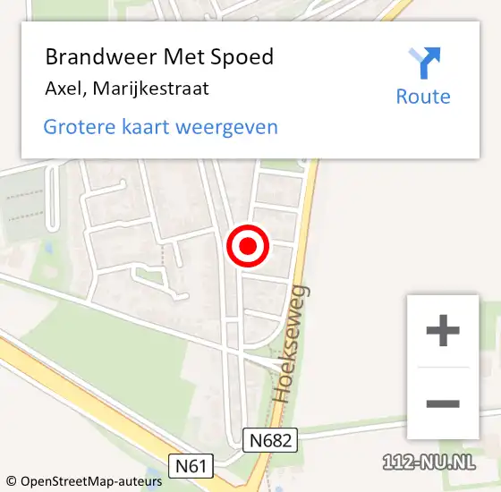 Locatie op kaart van de 112 melding: Brandweer Met Spoed Naar Axel, Marijkestraat op 11 april 2024 11:36