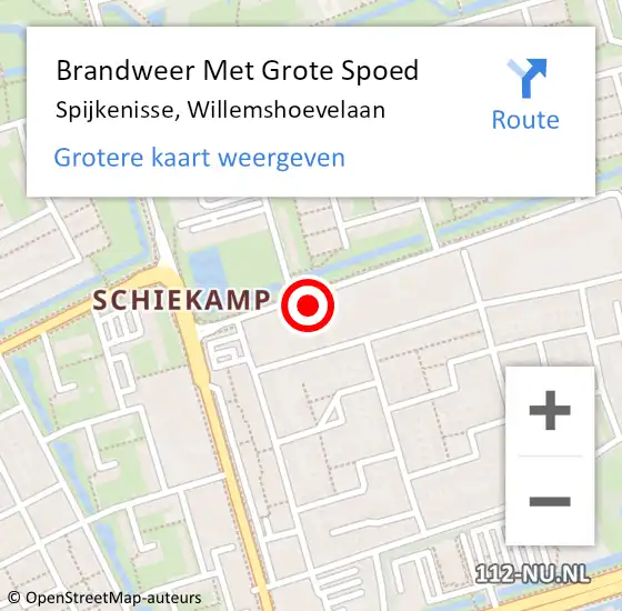 Locatie op kaart van de 112 melding: Brandweer Met Grote Spoed Naar Spijkenisse, Willemshoevelaan op 11 april 2024 12:19