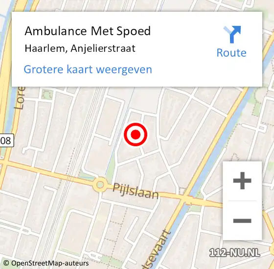 Locatie op kaart van de 112 melding: Ambulance Met Spoed Naar Haarlem, Anjelierstraat op 11 april 2024 12:22