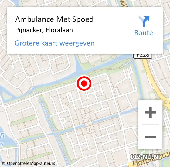 Locatie op kaart van de 112 melding: Ambulance Met Spoed Naar Pijnacker, Floralaan op 11 april 2024 12:42