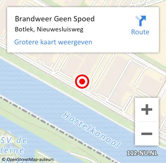 Locatie op kaart van de 112 melding: Brandweer Geen Spoed Naar Botlek, Nieuwesluisweg op 11 april 2024 12:59