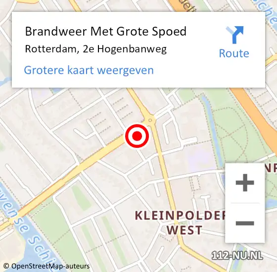 Locatie op kaart van de 112 melding: Brandweer Met Grote Spoed Naar Rotterdam, 2e Hogenbanweg op 11 april 2024 12:59