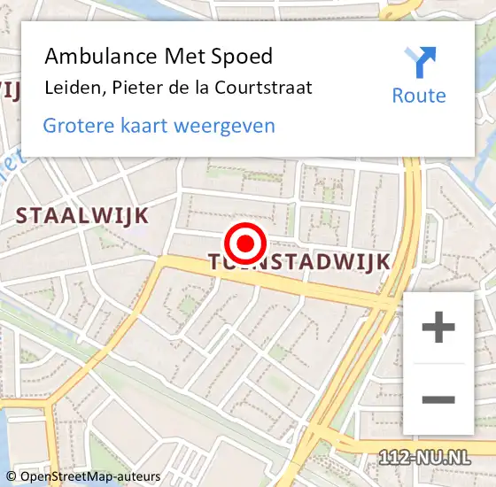 Locatie op kaart van de 112 melding: Ambulance Met Spoed Naar Leiden, Pieter de la Courtstraat op 11 april 2024 13:06