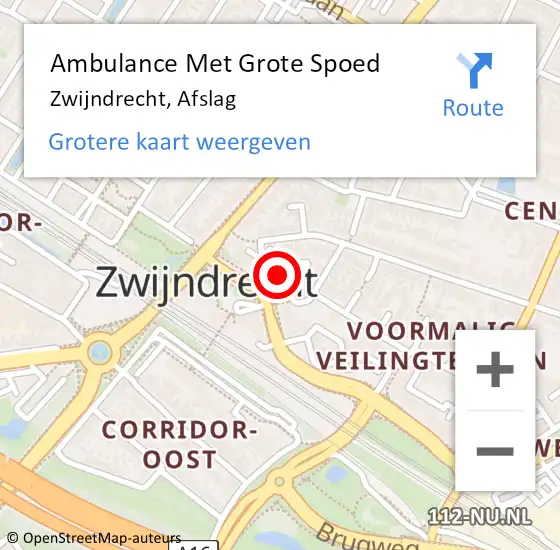 Locatie op kaart van de 112 melding: Ambulance Met Grote Spoed Naar Zwijndrecht, Afslag op 11 april 2024 13:13