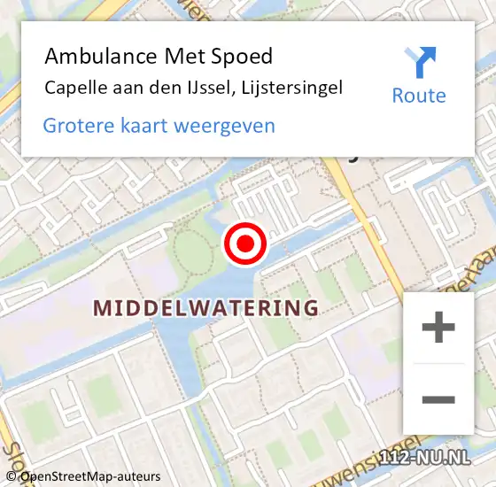 Locatie op kaart van de 112 melding: Ambulance Met Spoed Naar Capelle aan den IJssel, Lijstersingel op 11 april 2024 13:24