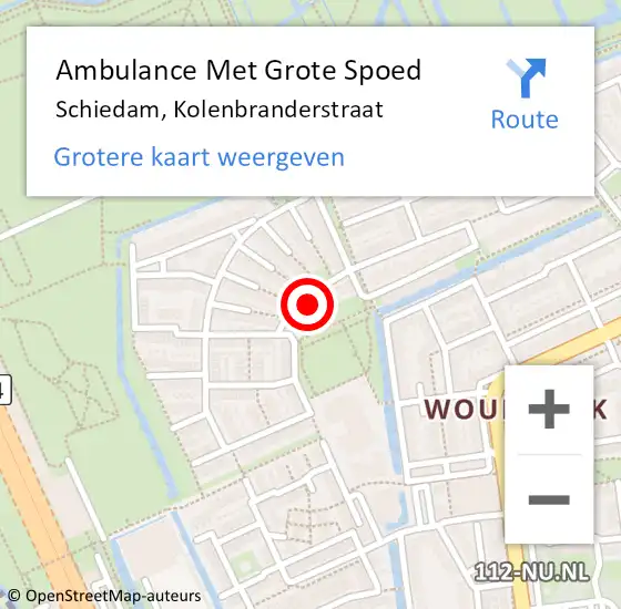 Locatie op kaart van de 112 melding: Ambulance Met Grote Spoed Naar Schiedam, Kolenbranderstraat op 11 april 2024 13:33