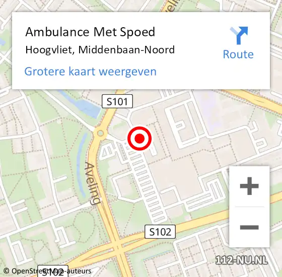 Locatie op kaart van de 112 melding: Ambulance Met Spoed Naar Hoogvliet, Middenbaan-Noord op 11 april 2024 13:56