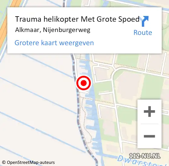 Locatie op kaart van de 112 melding: Trauma helikopter Met Grote Spoed Naar Alkmaar, Nijenburgerweg op 11 april 2024 13:59