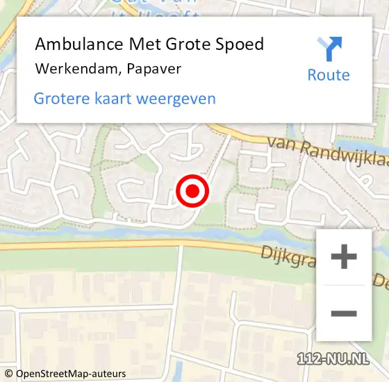 Locatie op kaart van de 112 melding: Ambulance Met Grote Spoed Naar Werkendam, Papaver op 11 april 2024 14:19