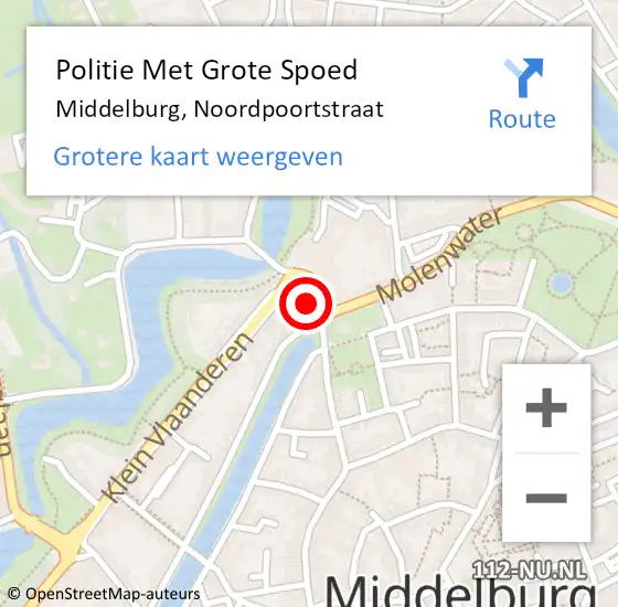 Locatie op kaart van de 112 melding: Politie Met Grote Spoed Naar Middelburg, Noordpoortstraat op 11 april 2024 14:56