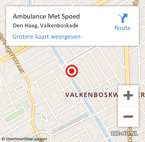 Locatie op kaart van de 112 melding: Ambulance Met Spoed Naar Den Haag, Valkenboskade op 11 april 2024 15:30