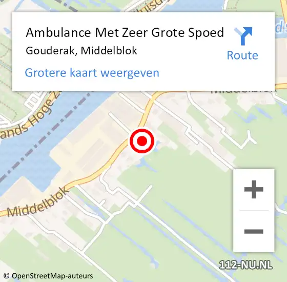 Locatie op kaart van de 112 melding: Ambulance Met Zeer Grote Spoed Naar Gouderak, Middelblok op 11 april 2024 15:46