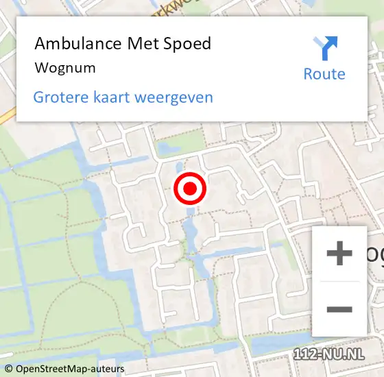 Locatie op kaart van de 112 melding: Ambulance Met Spoed Naar Wognum op 11 april 2024 16:15