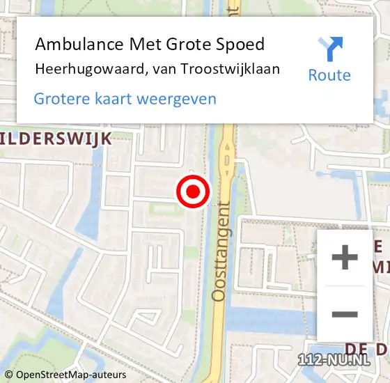 Locatie op kaart van de 112 melding: Ambulance Met Grote Spoed Naar Heerhugowaard, van Troostwijklaan op 11 april 2024 16:18