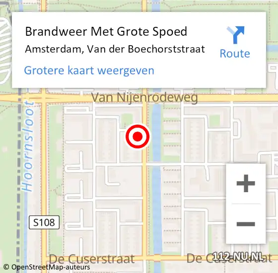 Locatie op kaart van de 112 melding: Brandweer Met Grote Spoed Naar Amsterdam, Van der Boechorststraat op 11 april 2024 16:27