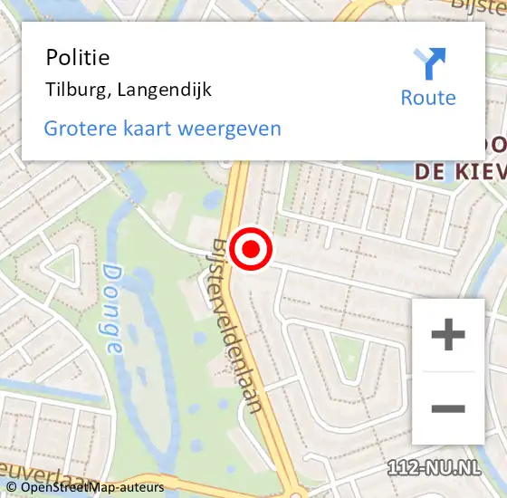 Locatie op kaart van de 112 melding: Politie Tilburg, Langendijk op 11 april 2024 16:38