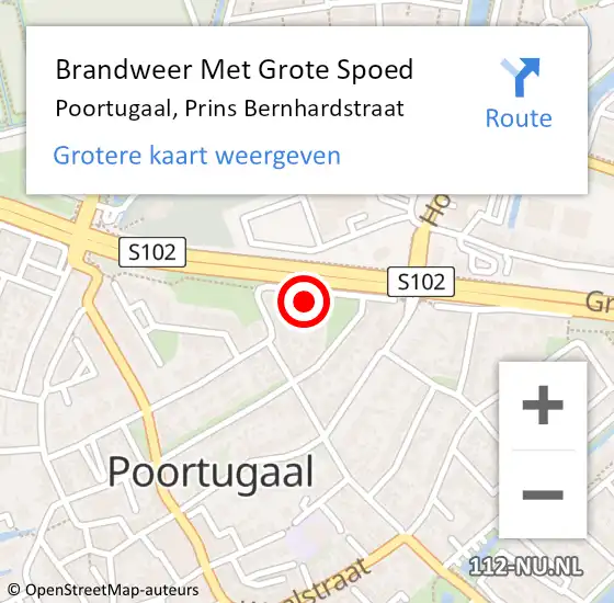 Locatie op kaart van de 112 melding: Brandweer Met Grote Spoed Naar Poortugaal, Prins Bernhardstraat op 11 april 2024 16:40