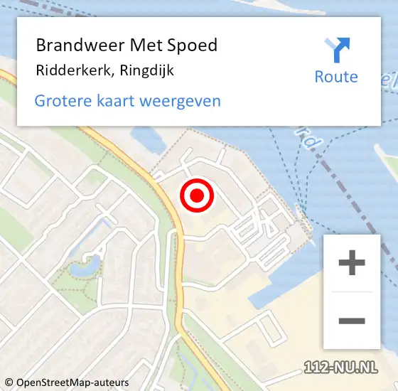 Locatie op kaart van de 112 melding: Brandweer Met Spoed Naar Ridderkerk, Ringdijk op 11 april 2024 16:46