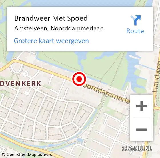 Locatie op kaart van de 112 melding: Brandweer Met Spoed Naar Amstelveen, Noorddammerlaan op 11 april 2024 17:02