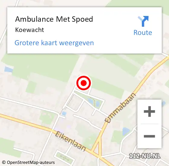 Locatie op kaart van de 112 melding: Ambulance Met Spoed Naar Koewacht op 11 april 2024 17:07