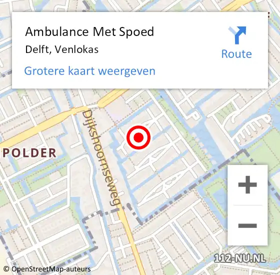 Locatie op kaart van de 112 melding: Ambulance Met Spoed Naar Delft, Venlokas op 11 april 2024 17:09