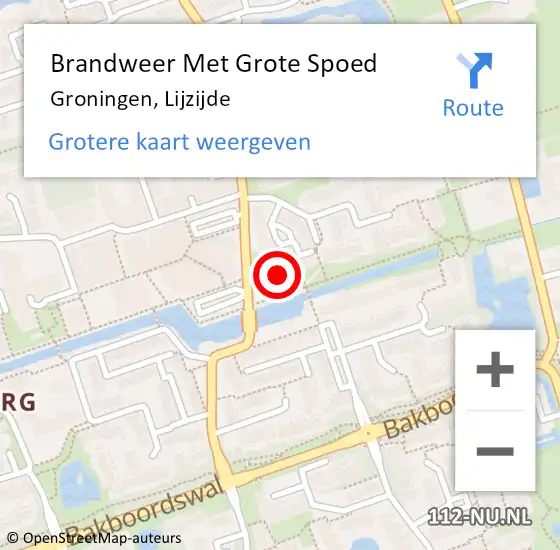 Locatie op kaart van de 112 melding: Brandweer Met Grote Spoed Naar Groningen, Lijzijde op 11 april 2024 17:11