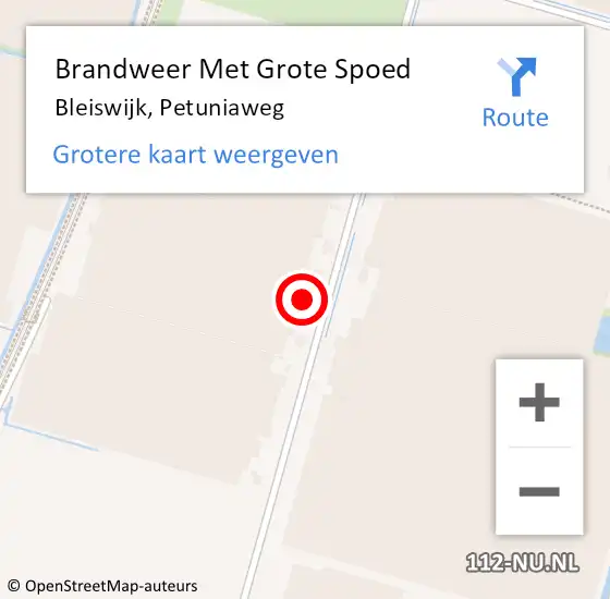Locatie op kaart van de 112 melding: Brandweer Met Grote Spoed Naar Bleiswijk, Petuniaweg op 11 april 2024 17:29