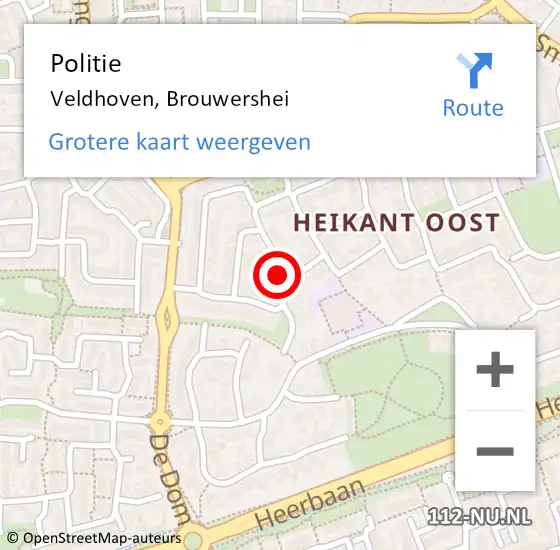 Locatie op kaart van de 112 melding: Politie Veldhoven, Brouwershei op 11 april 2024 17:36