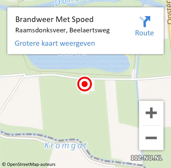 Locatie op kaart van de 112 melding: Brandweer Met Spoed Naar Raamsdonksveer, Beelaertsweg op 11 april 2024 18:08