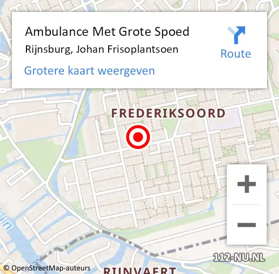Locatie op kaart van de 112 melding: Ambulance Met Grote Spoed Naar Rijnsburg, Johan Frisoplantsoen op 11 april 2024 18:33