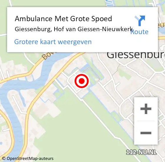 Locatie op kaart van de 112 melding: Ambulance Met Grote Spoed Naar Giessenburg, Hof van Giessen-Nieuwkerk op 11 april 2024 18:44