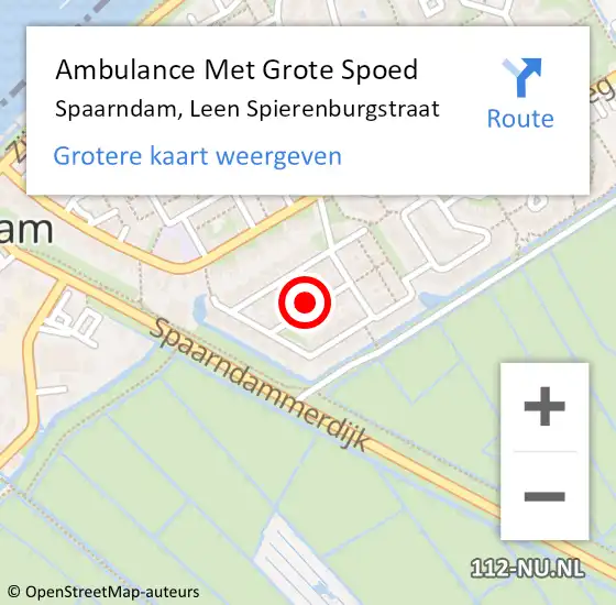 Locatie op kaart van de 112 melding: Ambulance Met Grote Spoed Naar Spaarndam, Leen Spierenburgstraat op 11 april 2024 18:52