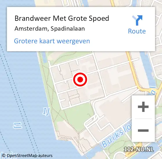 Locatie op kaart van de 112 melding: Brandweer Met Grote Spoed Naar Amsterdam, Spadinalaan op 11 april 2024 18:56