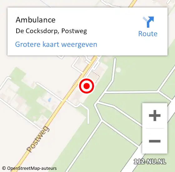 Locatie op kaart van de 112 melding: Ambulance De Cocksdorp, Postweg op 11 april 2024 19:19