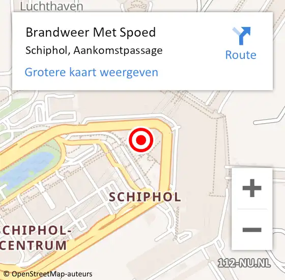 Locatie op kaart van de 112 melding: Brandweer Met Spoed Naar Schiphol, Aankomstpassage op 11 april 2024 19:39