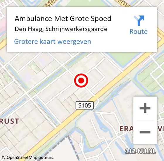 Locatie op kaart van de 112 melding: Ambulance Met Grote Spoed Naar Den Haag, Schrijnwerkersgaarde op 11 april 2024 20:03